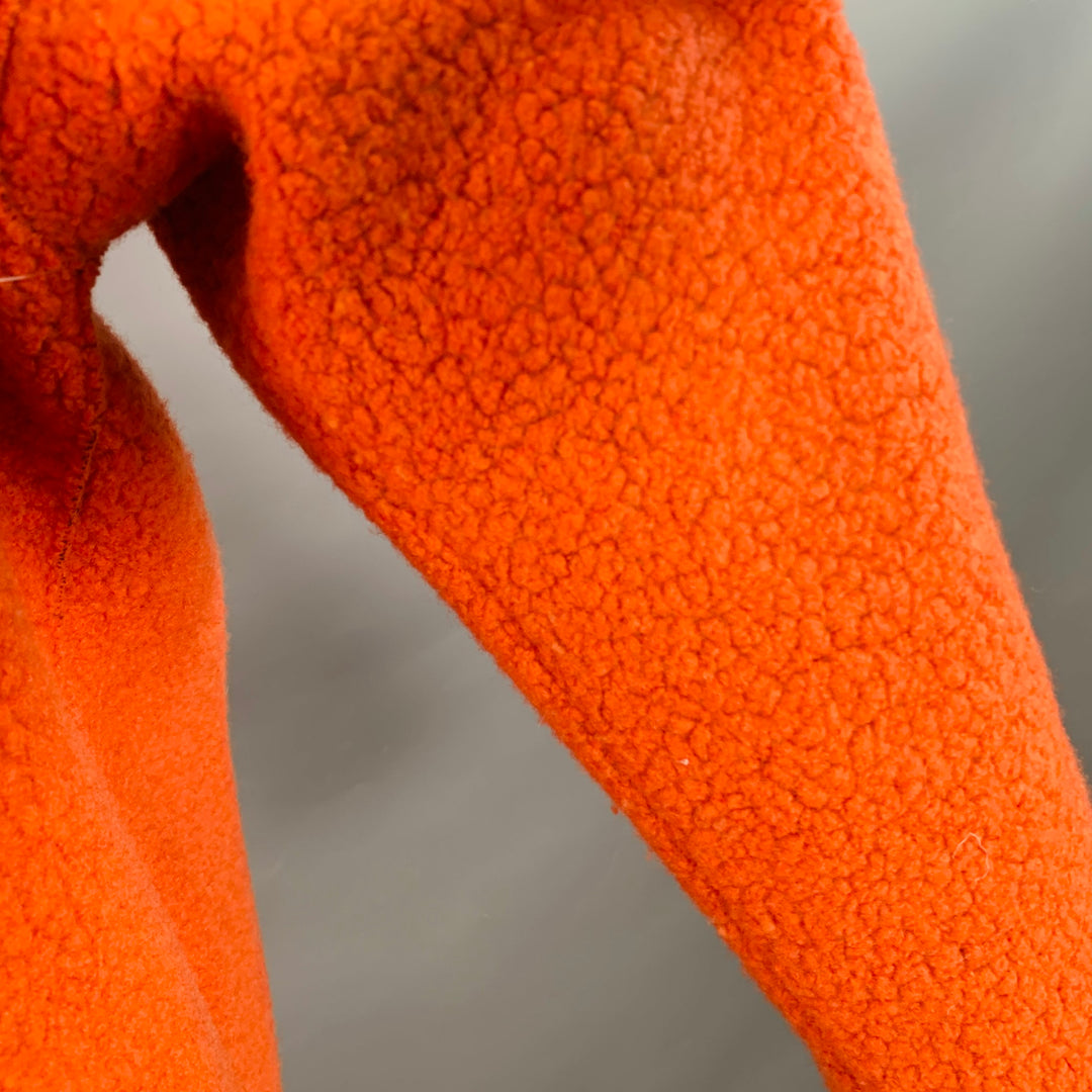 HARRIS WHARF LONDON Size 4 Orange Wool Blend Textured Faux Fur Notch Lapel Coat