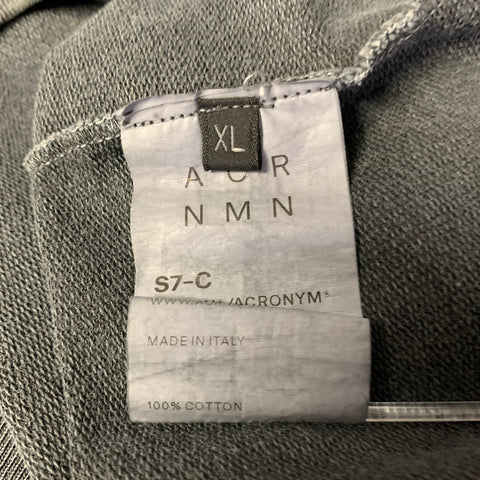 ACRONYM Size XL Grey Wash Cotton Hooded Sweatshirt