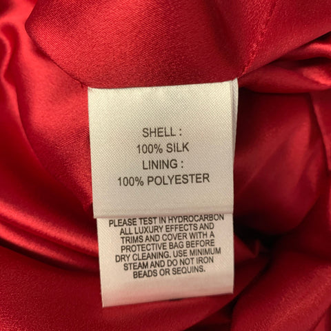 JENNY PACKHAM Red Silk Rhinestones Sheath Knee-Length Dress
