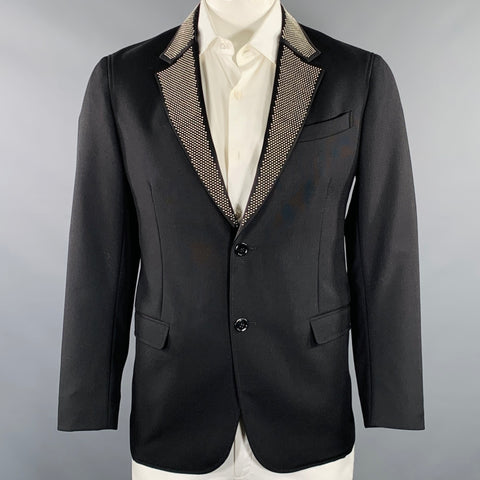 ALEXANDER MCQUEEN Size 42 Black Studded Wool Mohair Sport Coat