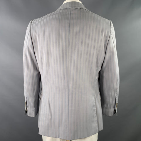 ASTOR & BLACK Size 44 Grey Blue Stripe Single Breasted Sport Coat