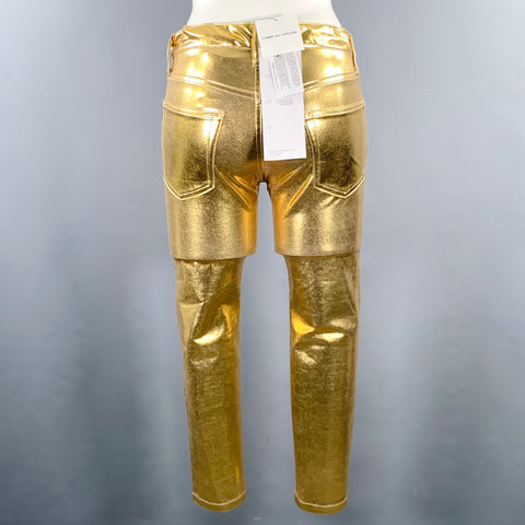 JUNYA WATANABE 2021 Size XS Gold Nylon Blend Metallic Zip Fly Casual Pants
