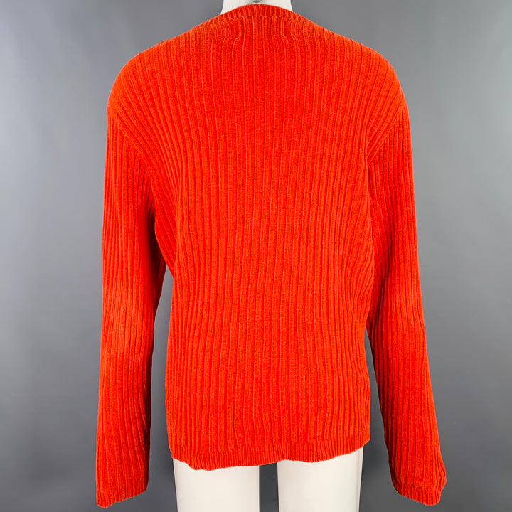 OUR LEGACY Size 40 Orange Chenille Ribbed Polyester Crew Neck Pullover