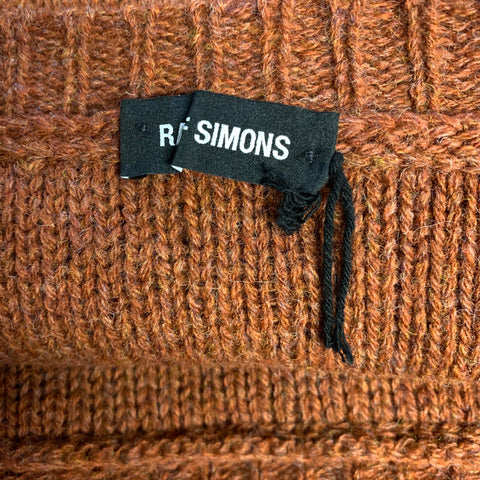 RAF SIMONS FW2018 Size L Brown Red & Black Knitted Wool Sweater