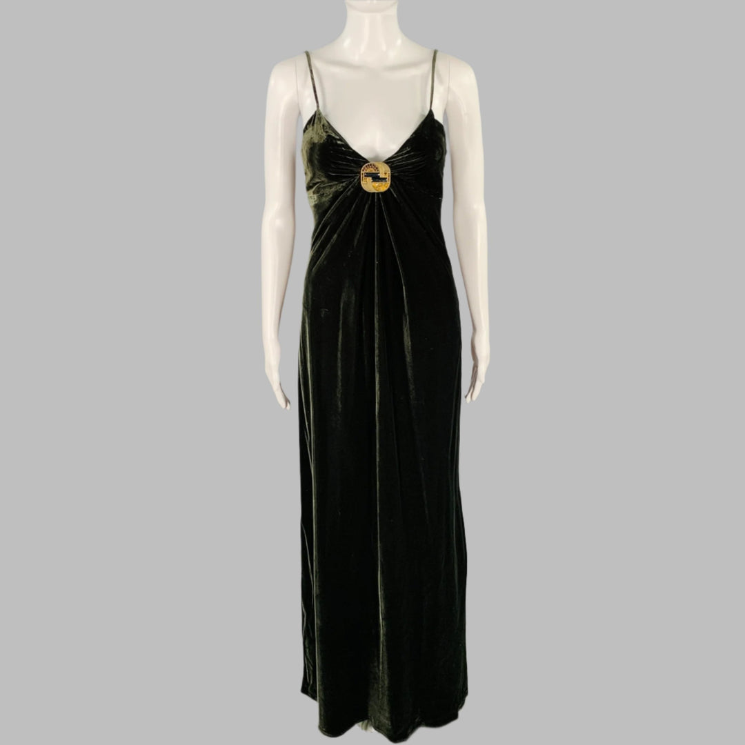 RALPH LAUREN Size 2 Green Velvet Slip Long Dress RALPH LAUREN Size 2 Green Velvet Slip Long Dress