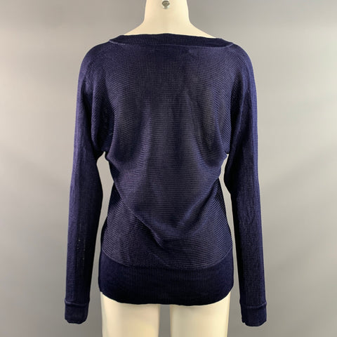 RALPH LAUREN Size L Navy Silk Knit Pullover Womens