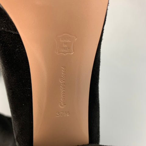 GIANFRANCO FERRE Talla 7.5 Botas de tacón grueso de ante negro