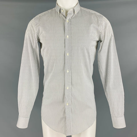RALPH LAUREN Size S Black White Stripe Cotton Button Down Long Sleeve Shirt