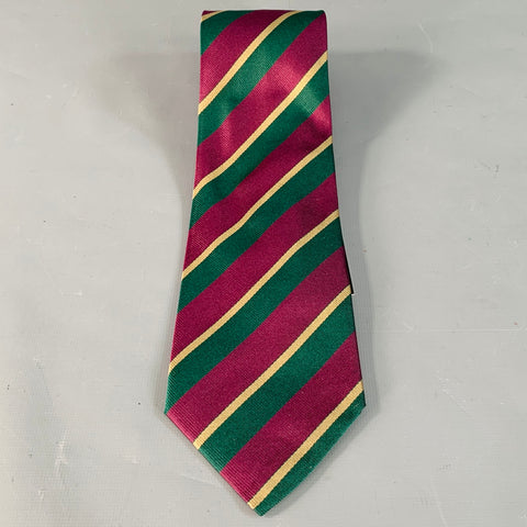 FENDI Purple Green Diagonal Stripe Silk Tie