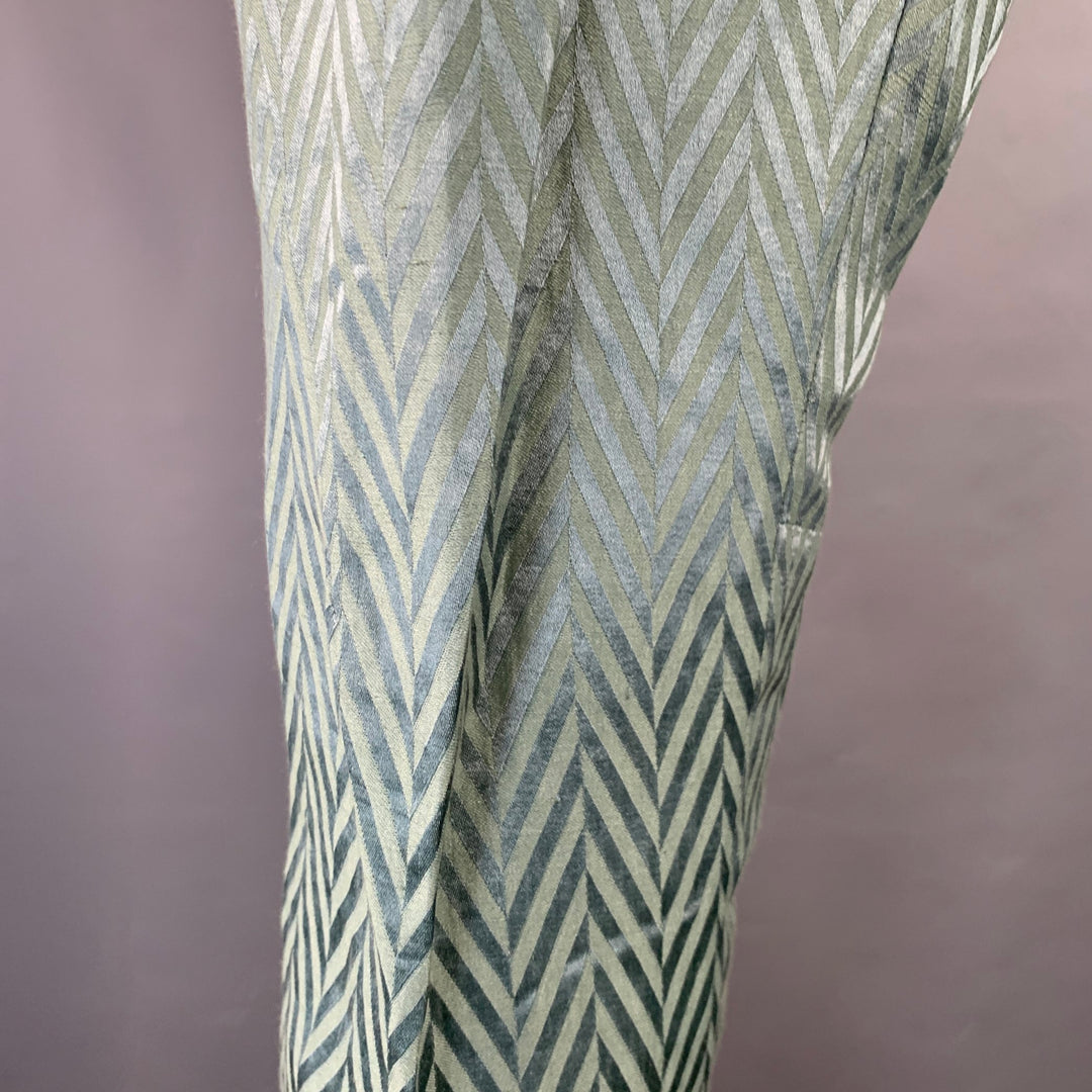 HAIDER ACKERMANN Size 32 Green Herringbone Jacquard Linen Silk Cropped Casual Pants