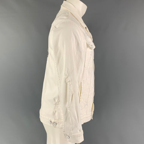 CURRENT / ELLIOTT Taille M Veste camionneur en coton vieilli blanc