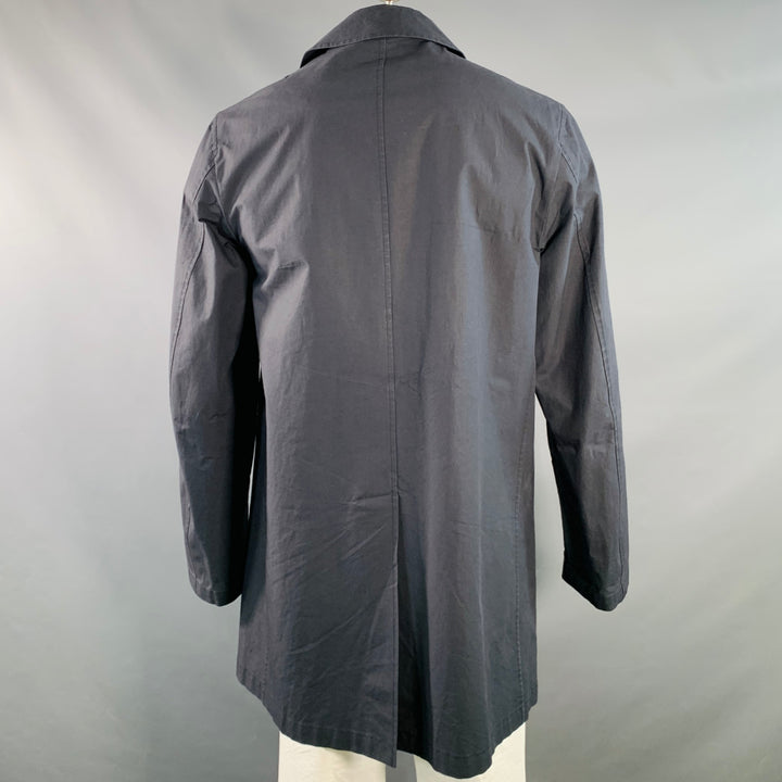 JIL SANDER Size 42 Black Cotton Spread Collar Snaps Coat