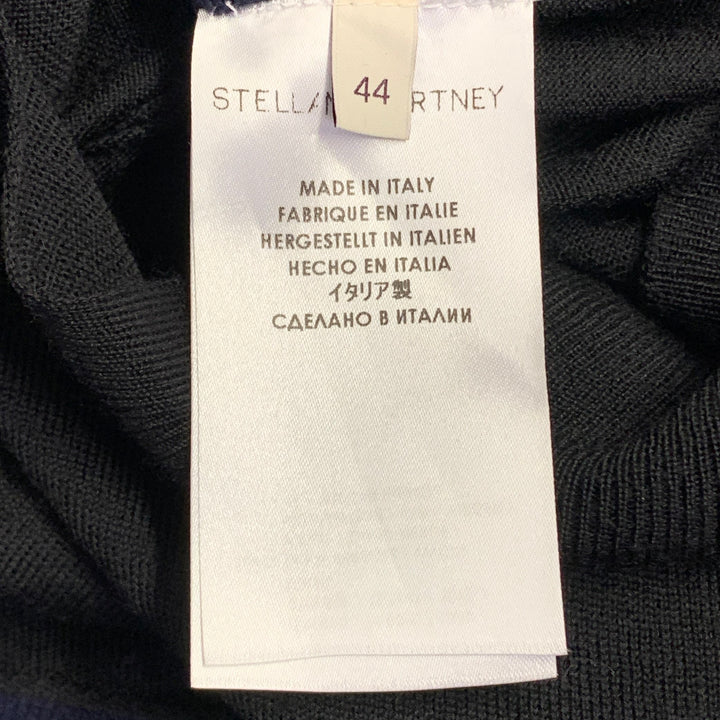 STELLA McCARTNEY Size 8 Navy Black Virgin Wool Two Tone V-Neck Cardigan