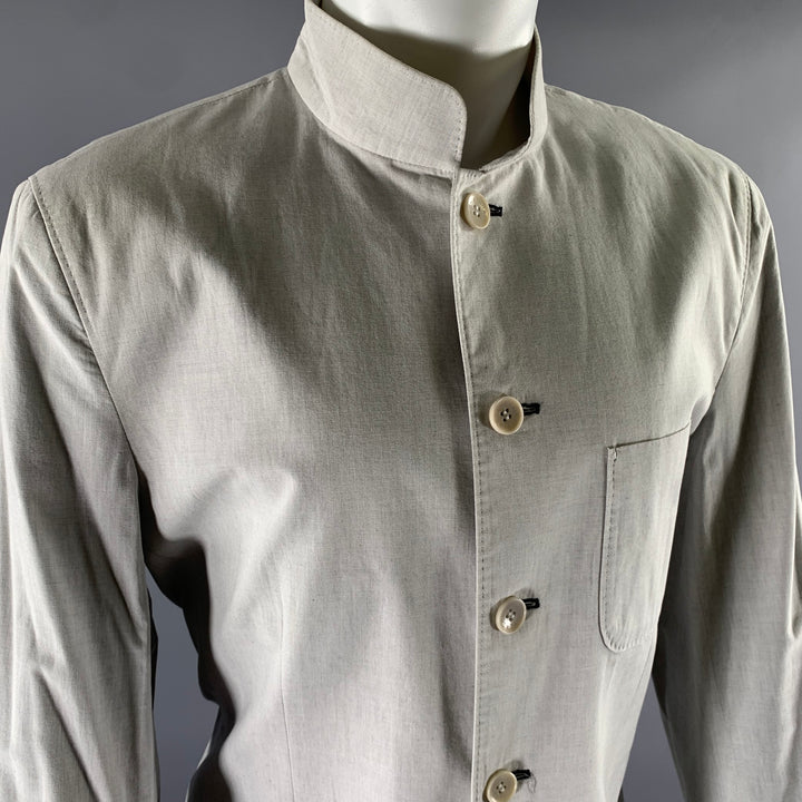 SHANGHAI TANG Size L Grey Cotton Nehru Collar Jacket