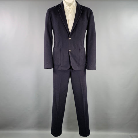 ADAM KIMMEL Size XL Navy Twill Wool Notch Lapel Suit