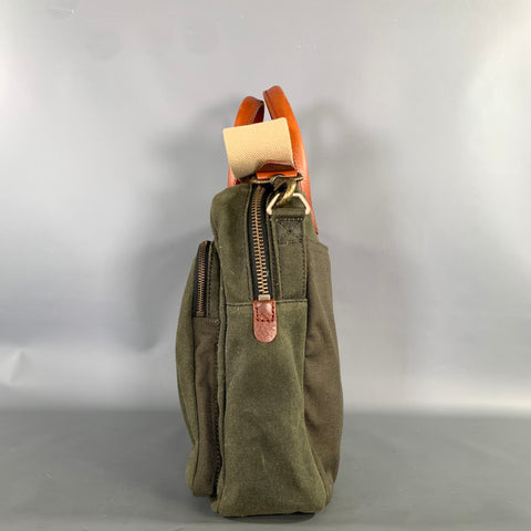 JACK SPADE Olive Tan Solid Canvas Messenger Bag