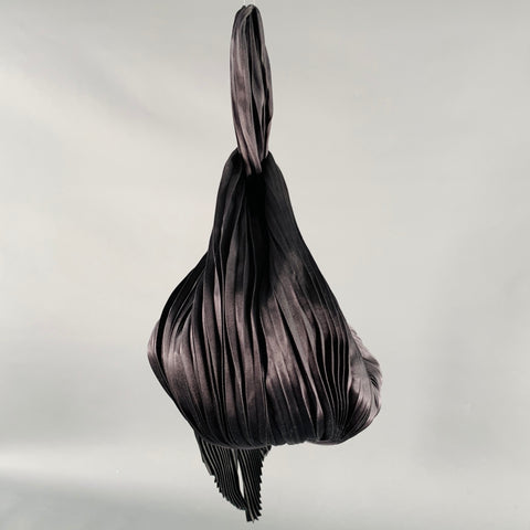 GIORGIO ARMANI Black Pleated Silk Evening Handbag