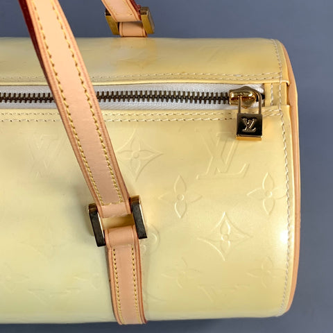 LOUIS VUITTON Yellow Tan VI0016 Monogram Patent Leather Handbag