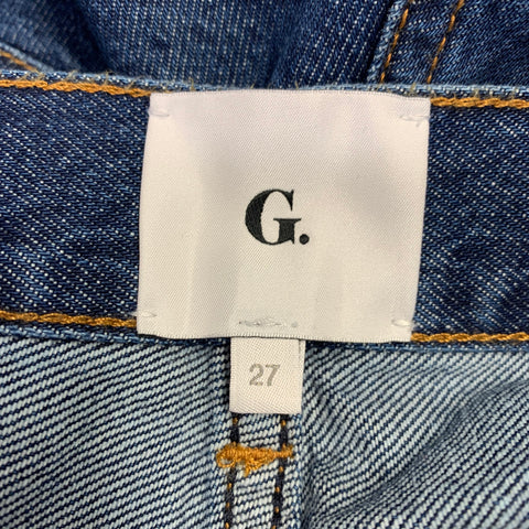 G Size 27 Blue Cotton High Waisted Wide Leg Jeans