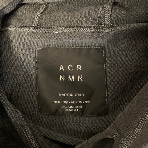 ACRONYM Size XL Grey Wash Cotton Hooded Sweatshirt