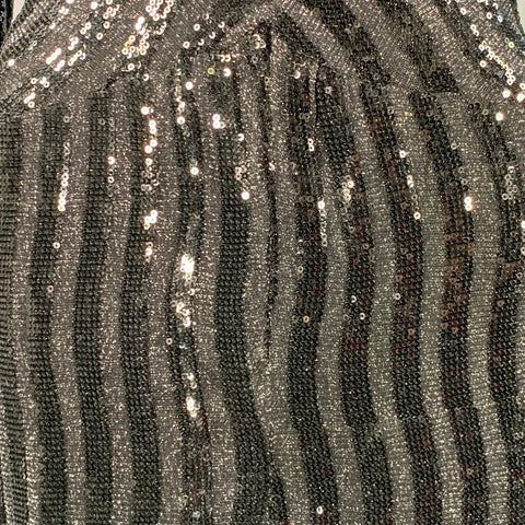JOHN RICHMOND Size M Black Silver Polyester Sequined V-Neck Evening Gown