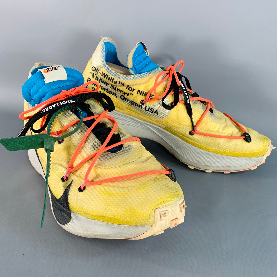 OFF-WHITE x NIKE 2020 Size 15.5 Yellow Blue Color Block Acetate Sneakers