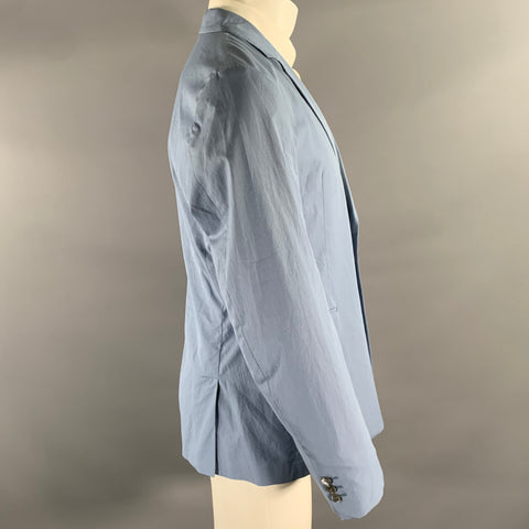 PRADA Chest Size 40 Blue Light Blue Solid Notch Lapel Sport Coat