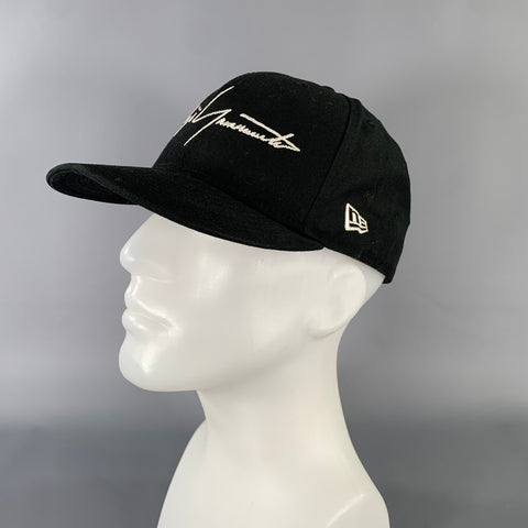 YOHJI YAMAMOTO Size 7 5/8 Black White Logo Canvas Cotton Hats