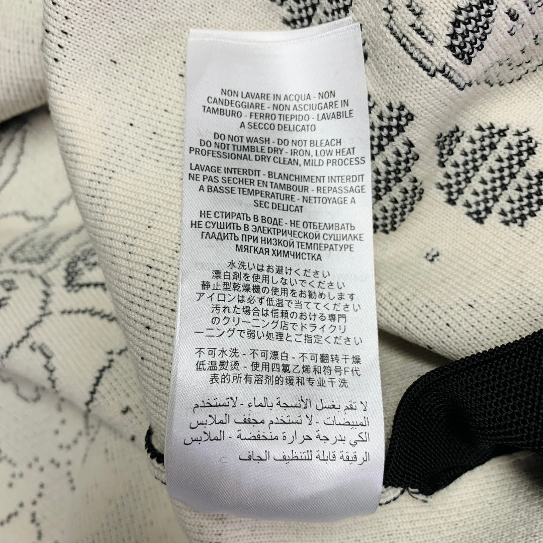 ALEXANDER MCQUEEN Size L Black White Floral Wool Blend Bomber Jacket