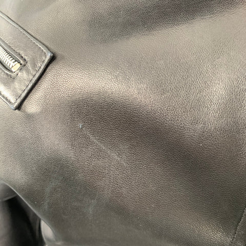 THIERRY MUGLER Size 10 Black Lambskin Leather Zip Up Jacket