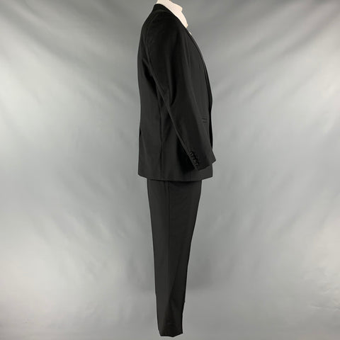 LANVIN Taille 46 Noir Solide Laine Mohair Peak Revers Smoking