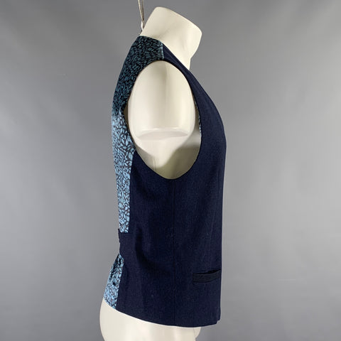 Gilet en laine mélangée à imprimé feuilles bleu TED BAKER