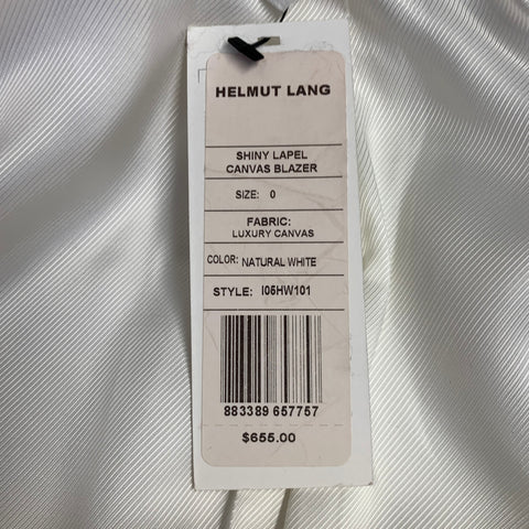HELMUT LANG Size 0 Cream Viscose Cotton Woven Jacket Blazer