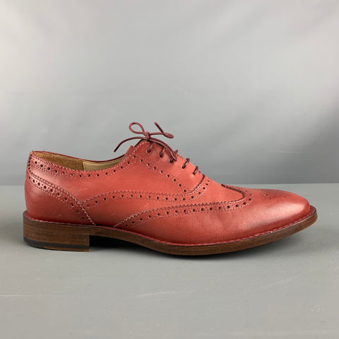 PAUL SMITH Size 8 Red Brick Perforated Leather Wingtip Lace Up Shoes