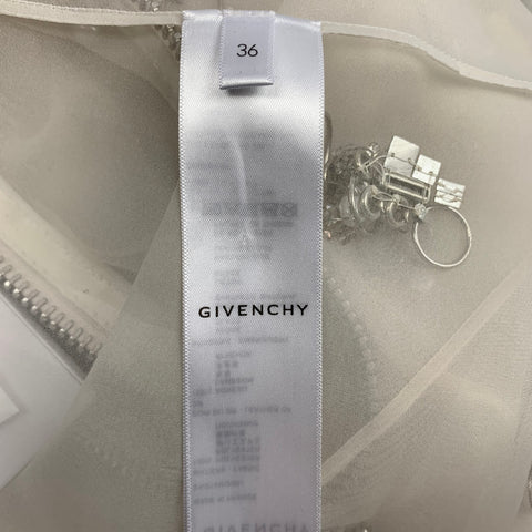 GIVENCHY SS 2021 Size 4 Cream Polyester Crystal Embellished Organza Shift Dress