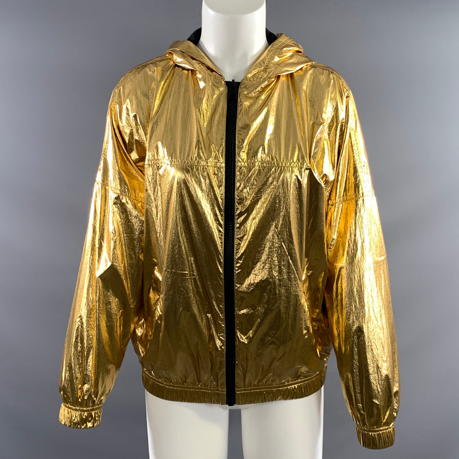 ZADIG & VOLTAIRE Size S Gold Polyamide Metallic Zip Up Jacket
