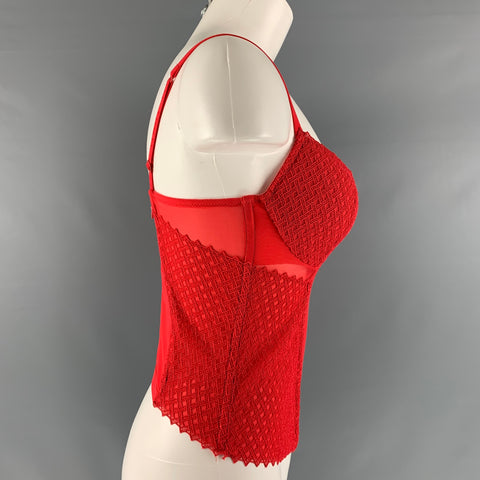 LA PERLA Top de vestir con corsé texturizado en mezcla de poliamida rojo talla S