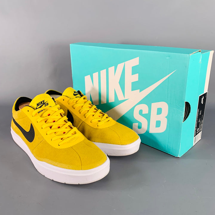 NIKE Size 10 SB Bruin Hyperfeel Yellow Black Suede Lace-Up Low Top Sneakers