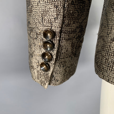 MAX MARA Taille 38 Blazer Fleuri en Polyester Marron Taupe