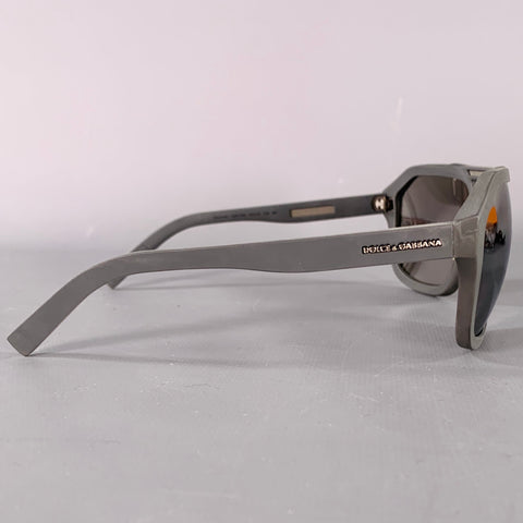 DOLCE & GABBANA Grey Charcoal Rubber Mirrored Lenses Aviator Sunglasses