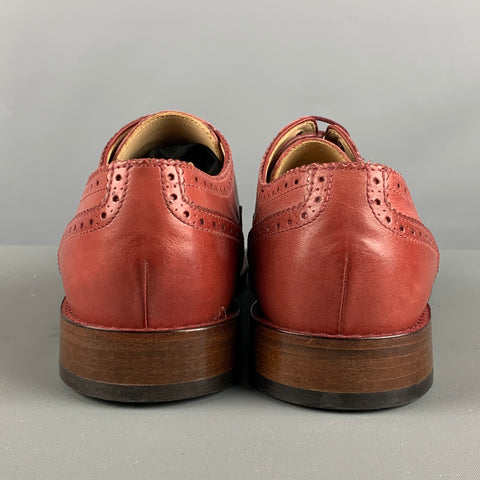 PAUL SMITH Size 8 Red Brick Perforated Leather Wingtip Lace Up Shoes