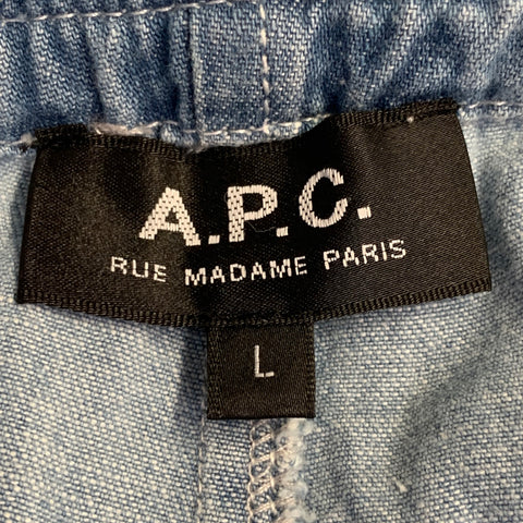 A.P.C. Size L Blue Cotton Tapered Drawstring Casual Pants