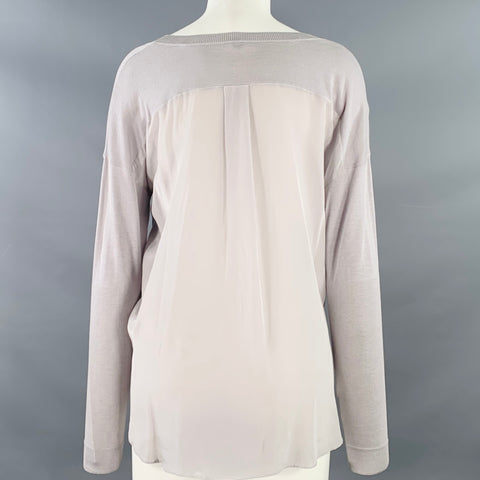 MARGARET OLEARY Size M Cotton Silk Long Sleeve Scoop Neck Casual Top