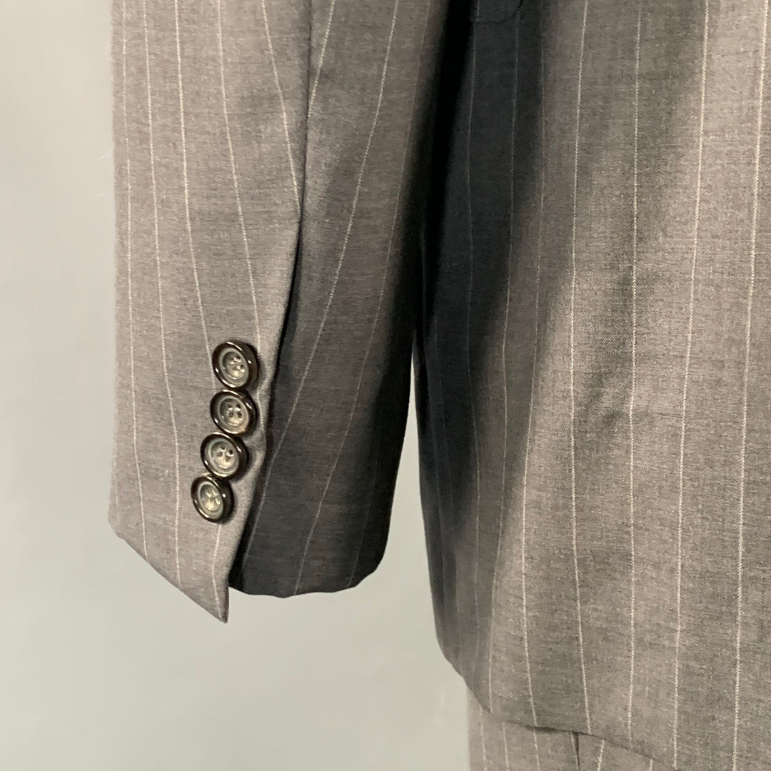 SARTORIO Size 44 Regular Grey Pinstripe Wool Notch Lapel Suit