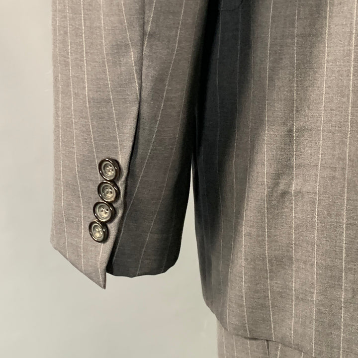 SARTORIO Size 44 Regular Grey Pinstripe Wool Notch Lapel Suit