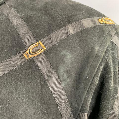 BRUNO MAGLI Size M Black Gold Suede Checkered Button Up Jacket