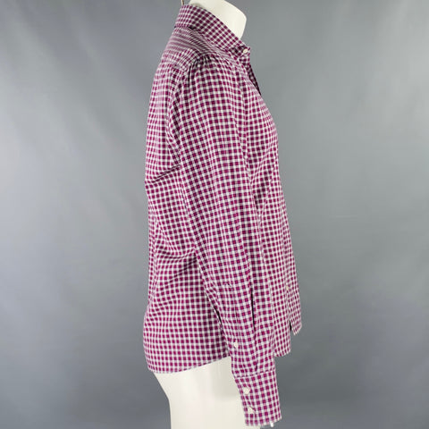 BRUNELLO CUCINELLI Size M Red White Plaid Cotton Long Sleeve Shirt