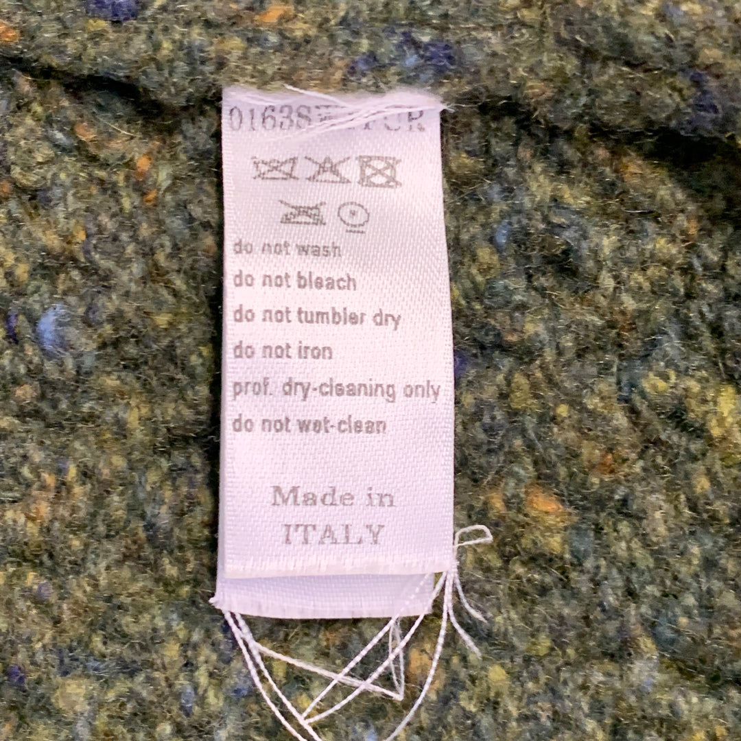 CAROLINA HERRERA Size XS Green Virgin Wool Cashmere Blend Cable Knit Coat