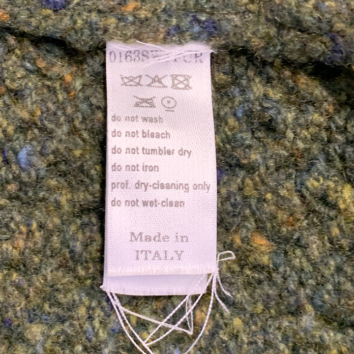 CAROLINA HERRERA Size XS Green Virgin Wool Cashmere Blend Cable Knit Coat