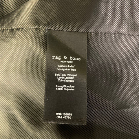 RAG & BONE Size 10 Black Leather Notch Lapel Jacket Indoor  Blazer